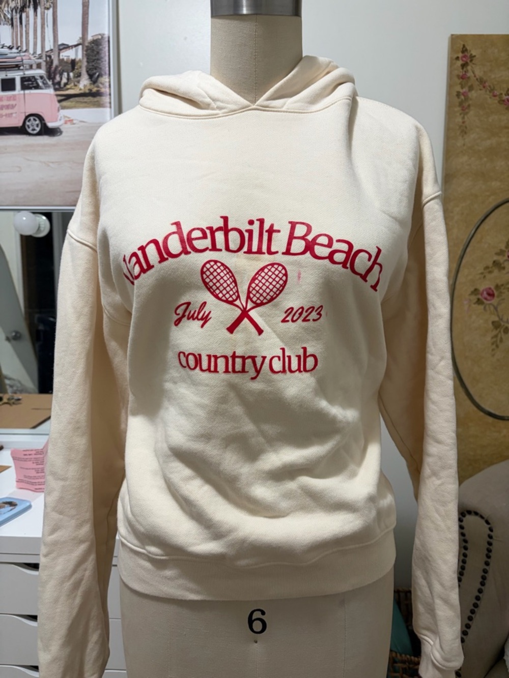 Reformation Cream Hoodie with Branded Neck Label